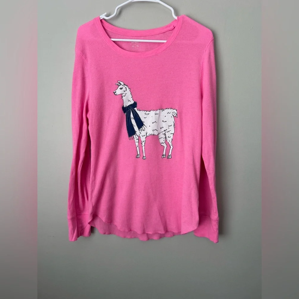 Old Navy Pink Long Sleeve Tee with Llama Design